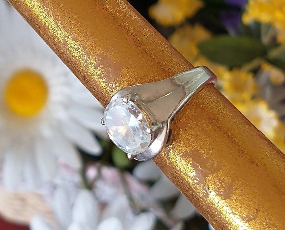 Vintage Sterling Silver Fashion Ring, Sparkling R… - image 2