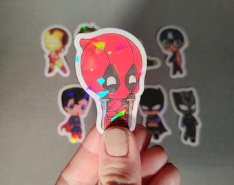 2" Superheroes Holographic Stickers