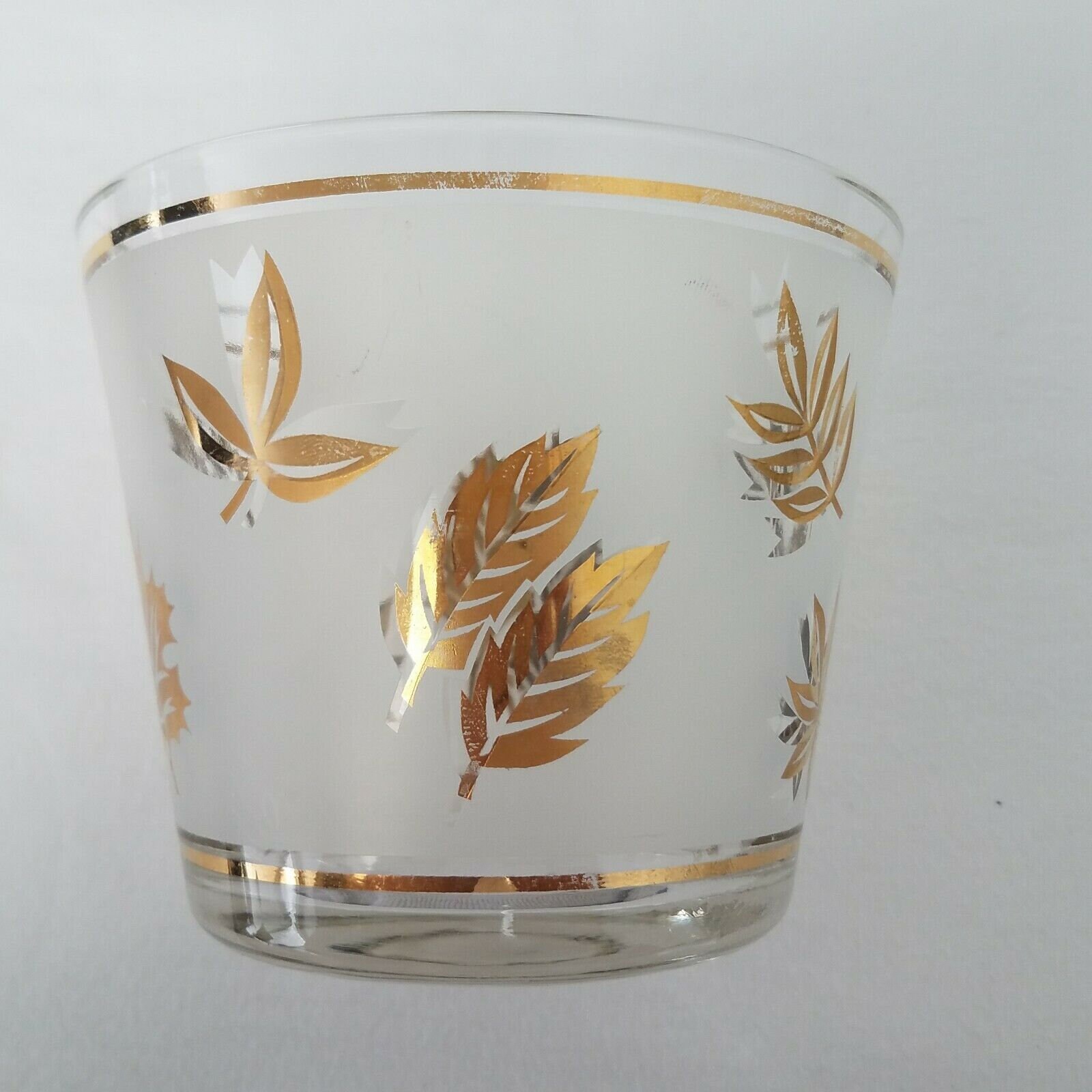 Starlyte Frosted Glass/gold Leaf Ice Bucket W/3 Shot Glasses Etsy UK