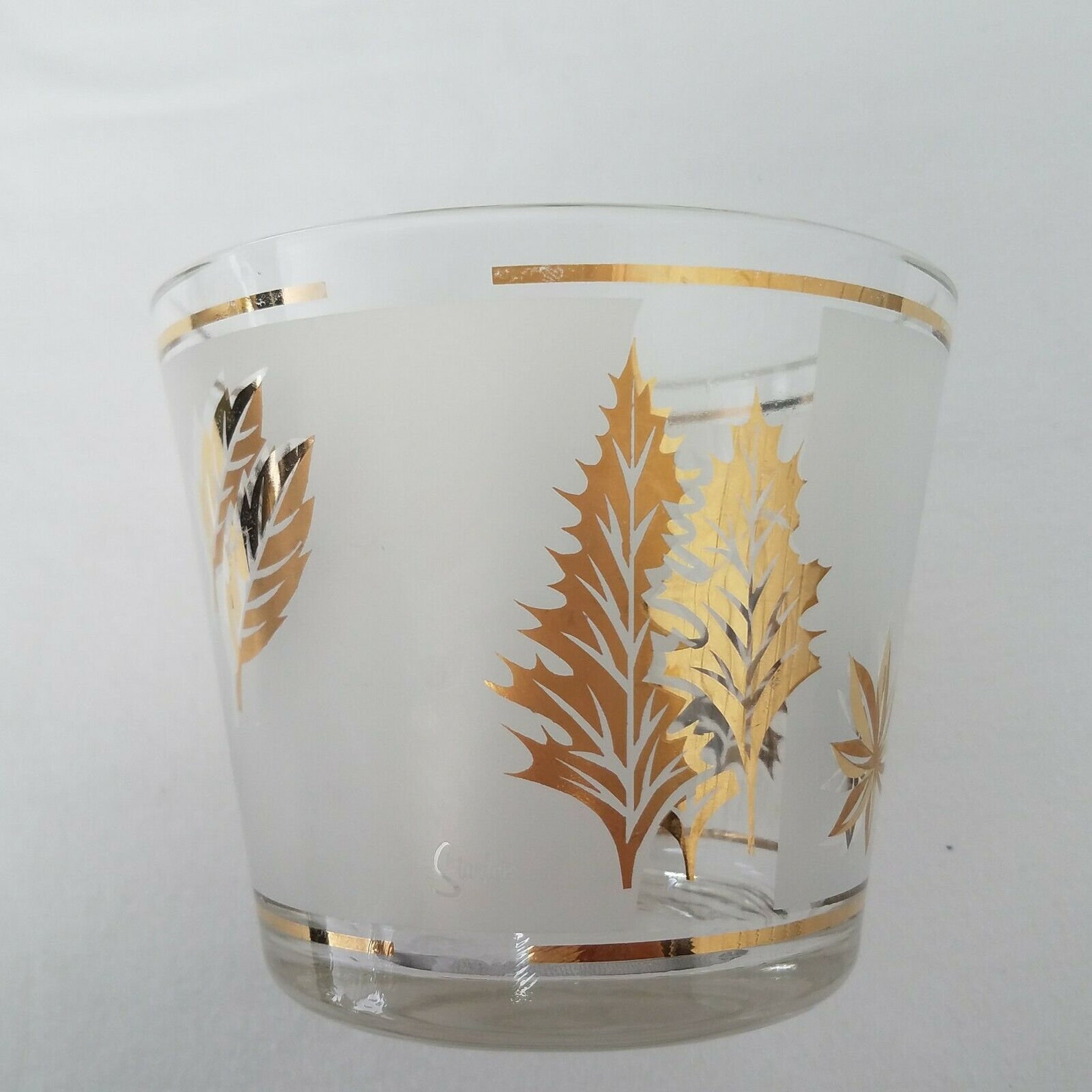 Starlyte Frosted Glass/gold Leaf Ice Bucket W/3 Shot Glasses Etsy UK