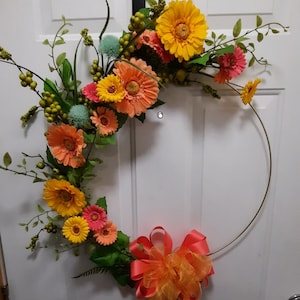 多色の花輪、春の花輪、四季の花輪、玄関の花輪、一年中使える花輪