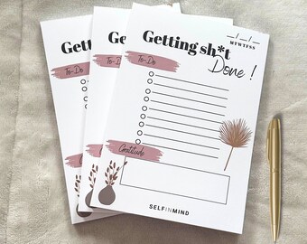 Erste Sh * t Done Notizblock, To-Do-Liste Checkliste, Organizer, Stationärer Liebhaber, Lustiger Notizblock Neues Jobgeschenk, Minimal Design