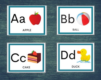 Tarjetas didácticas del alfabeto imprimibles, Descarga digital, Actividad preescolar, Actividad para niños pequeños, Actividad de jardín de infantes, Educación en el hogar, Guardería, Aula