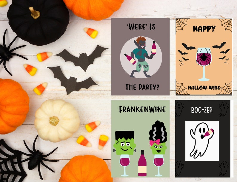 Printable Halloween Puns Wine Labels - Etsy
