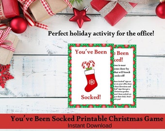 You’ve Been Socked Christmas Game, Office Party Games, Christmas Game With Friends, Printable Christmas Games