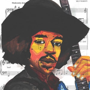 Jimi Hendrix - Hey Joe - Hand Signed Watercolor Print