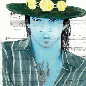 Stevie Ray Vaughan - Life by the Drop - Hand Signed Watercolor Print - SRV Sheet Music Art