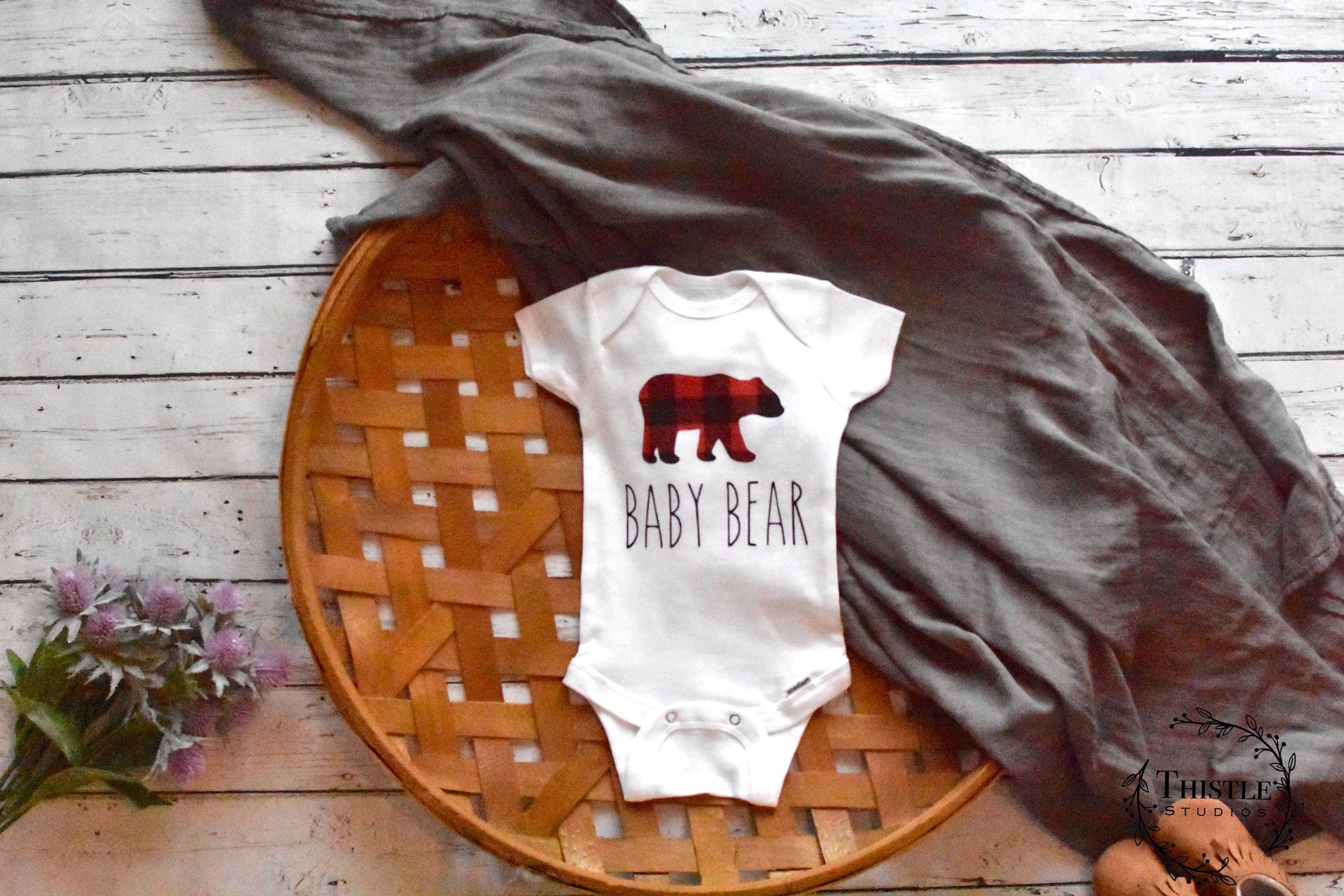 Baby Bear Onesie® Buffalo Plaid Onesie® Infant Bodysuit Etsy
