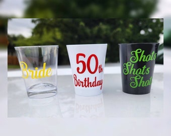 Vaso de chupito con purpurina personalizado: recuerdo de fiesta reutilizable