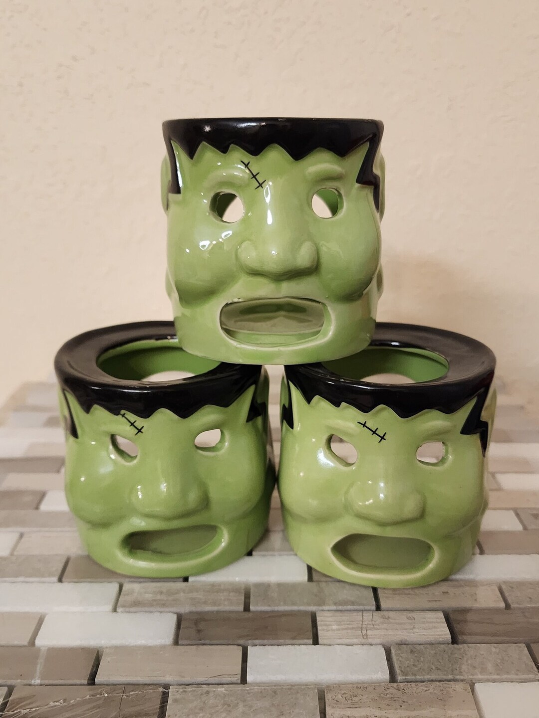Frankenstein Tea Light Candle Holder, Halloween Candle Holder Tea Light
