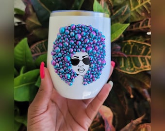 Stemless Wine Glass, Bling Wine Glass, Custom wine glass, travel mug