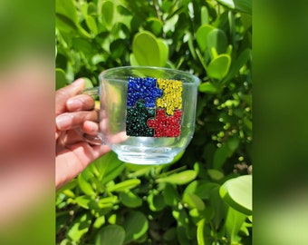Taza transparente brillante con concienciación sobre el autismo