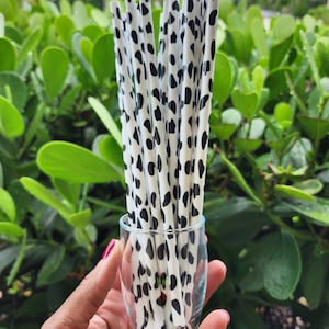 Reusable Cow Print Plastic Straw ( Straws are sold individually)