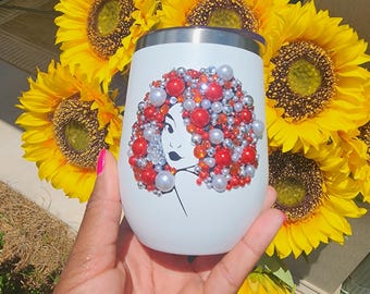Copa de vino sin tallo Bling: Taza de viaje personalizada