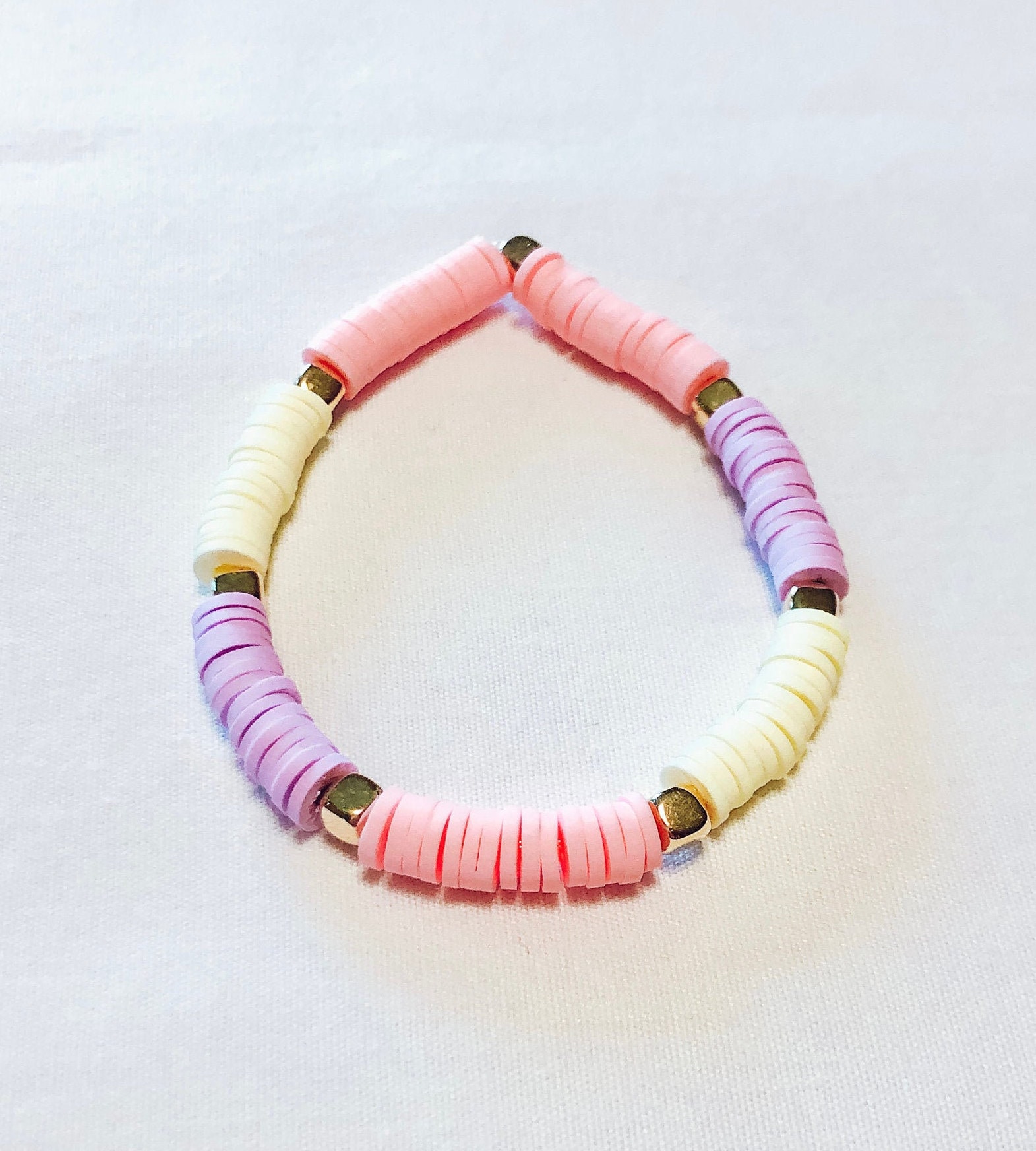Pastel Blush Bracelet II heishi clay beaded preppy trendy Etsy