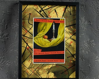 Beware of art! - Art card in an elegant frame with handmade passe-partout | Gift | decoration