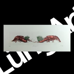 Radierung handkoloriert - Titel: Pokerface | Kunstwerk | Geschenk | Dekoration