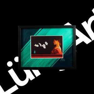 Kunstkarte in elegantem Rahmen mit handgefertigtem Passepartout - Titel: Meditation | Geschenk | Dekoration