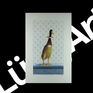 Radierung handkoloriert - Titel: Ente à l’Orange | Kunstwerk | Geschenk | Dekoration