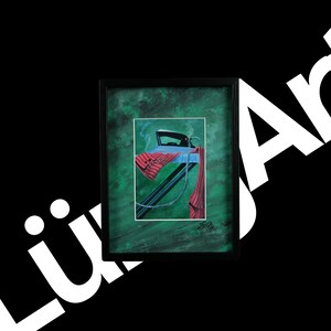Kunstkarte in elegantem Rahmen mit handgefertigtem Passepartout - Titel: Das Telefonat | Geschenk | Dekoration
