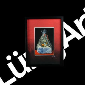 Kunstkarte in elegantem Rahmen mit handgefertigtem Passepartout - Titel: Candlelight-Dinner-Bringdienst | Geschenk | Dekoration
