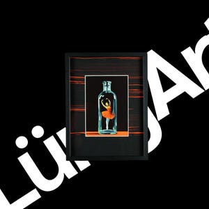 Kunstkarte in elegantem Rahmen mit handgefertigtem Passepartout - Titel: Dschinni | Geschenk | Dekoration