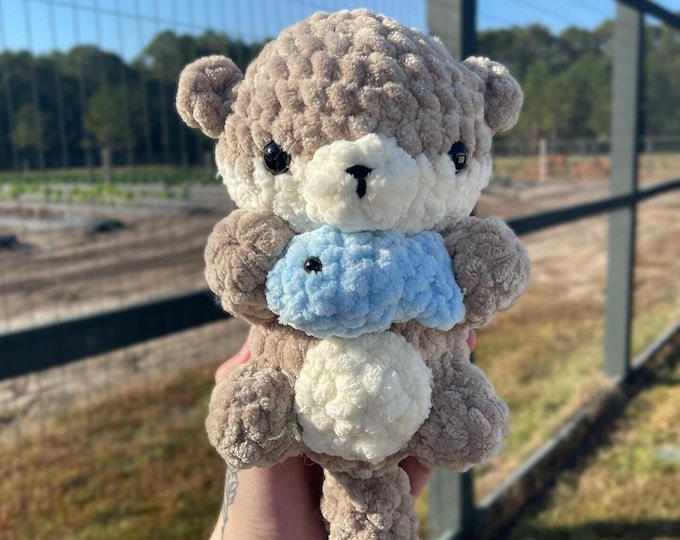 Baby Otter Crochet Plushie | Cute Stuffed Animal Toy | Pastel Gift