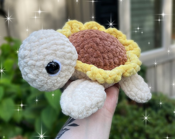 Sunflower Turtle Crochet Plushie