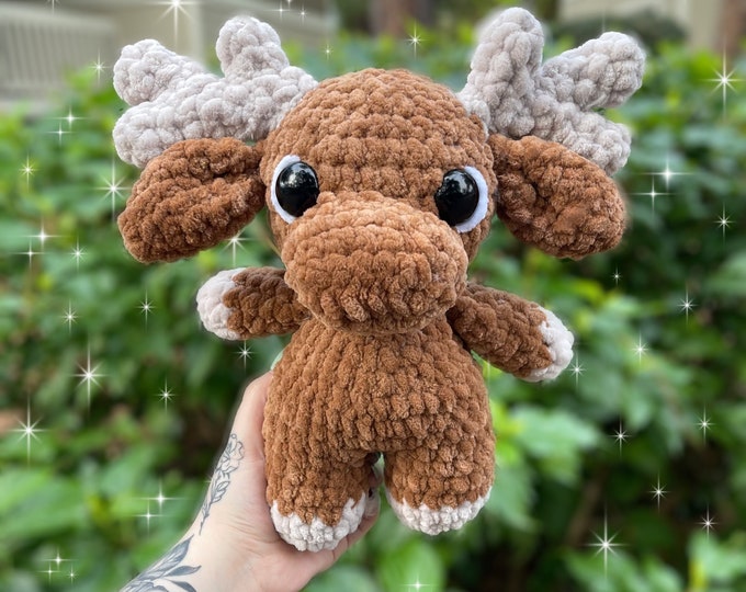 Soft Moose Crochet Plushie | Pastel Stuffed Animal Toy