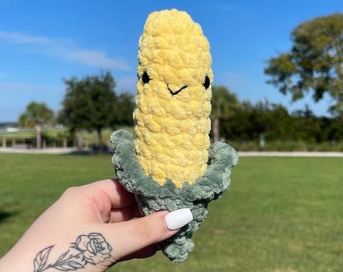 Corn on the Cob Crochet Plushie | Cute Stuffed Corn Toy
