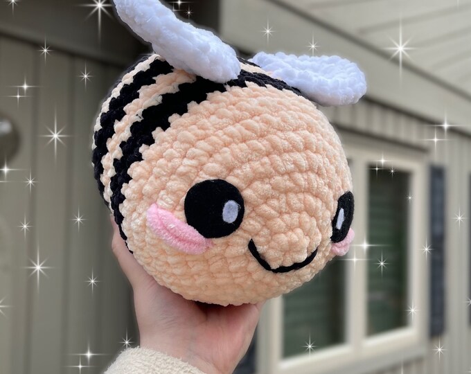 Jumbo Bumblebee Plushie | Pastel Bee Toy | Handmade Crochet