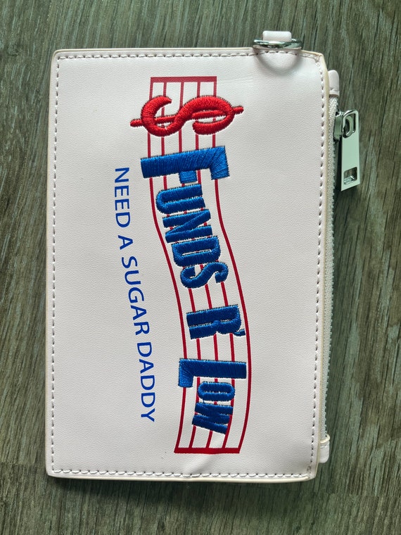 Sugar Thrillz Funds R Low - Need a Sugar Daddy - Women's Pink and Blue Wallet Clutch