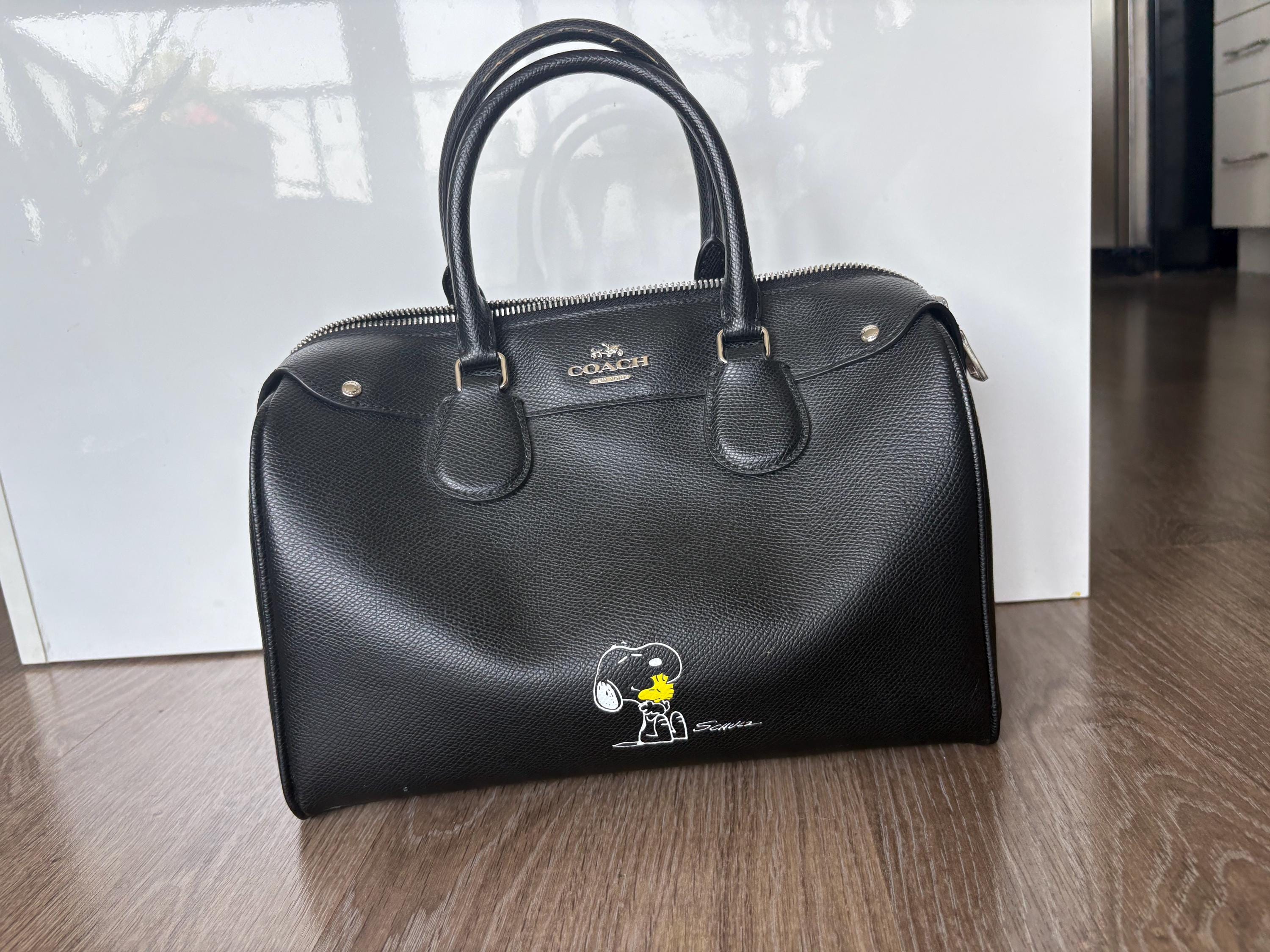 Black Coach X Peanuts Snoopy Leather Purse - FREE SHIP - Etsy