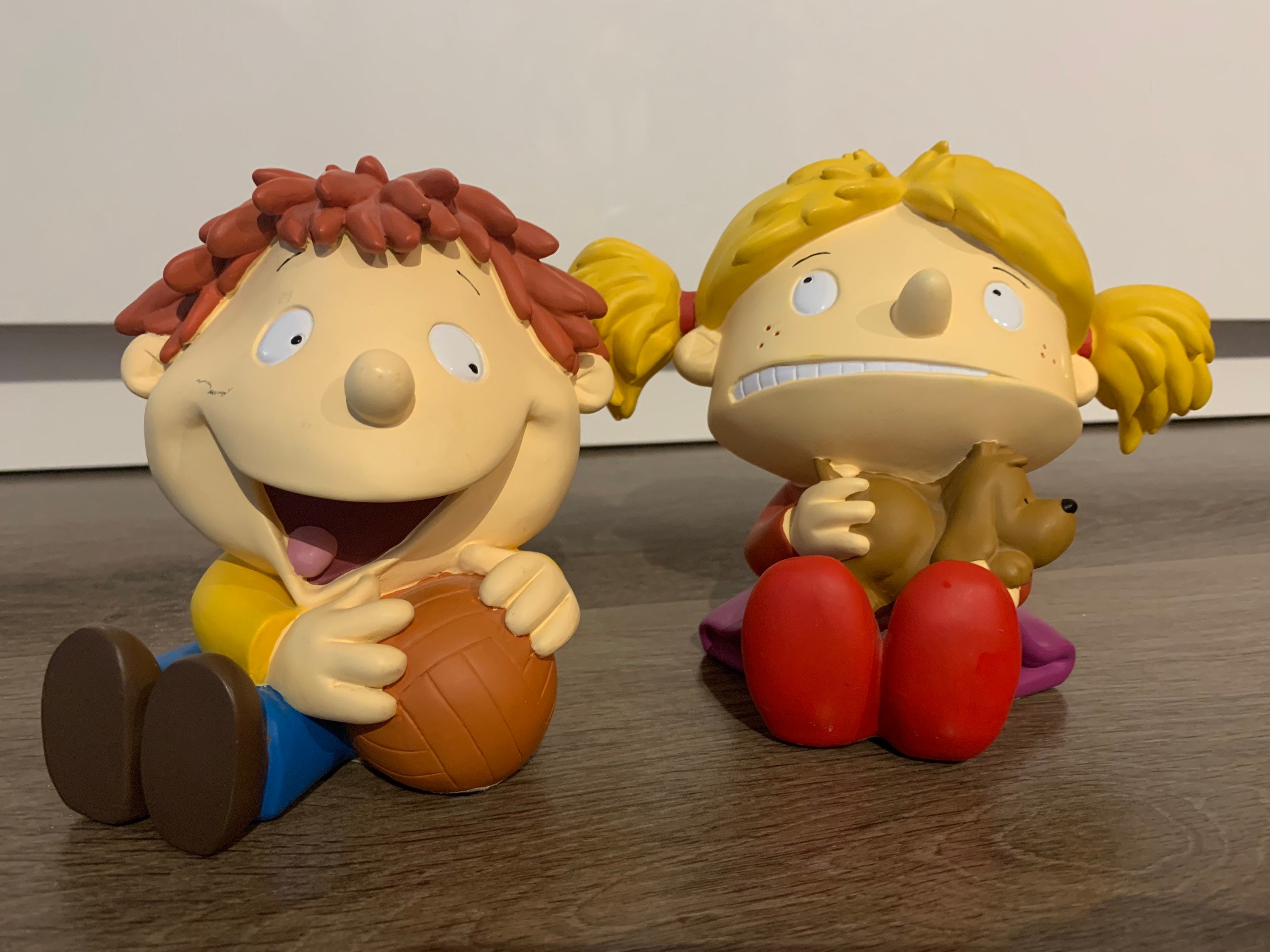 Vintage Little Monsters Sulky Sue and Boisterous Billy Large Ceramic Coin Piggy Banks By Splash Holdins 2001 - Free Ship
