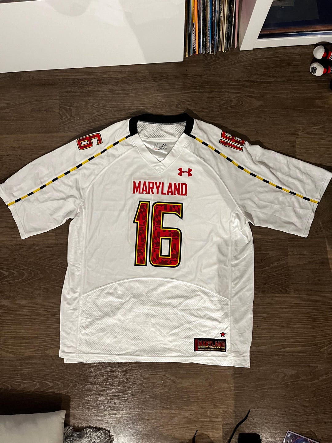 Maillot NCAA Pas Cher Maryland Leonard Kevin 34 Bias Rouge - Maillot