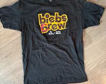 Justin Bieber x Tim Hortons Biebs Crew T Shirt - Canadian exclusive - Adult Large - Free Ship