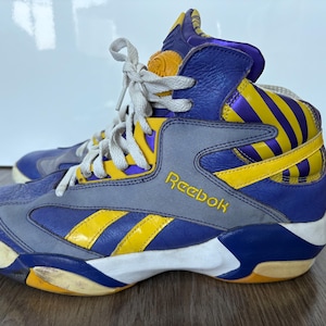 Vintage Reebok Retro Pump Shaq Attaq LSU Purple Yellow Basketball Shoes Men’s Size 10 - Free Ship