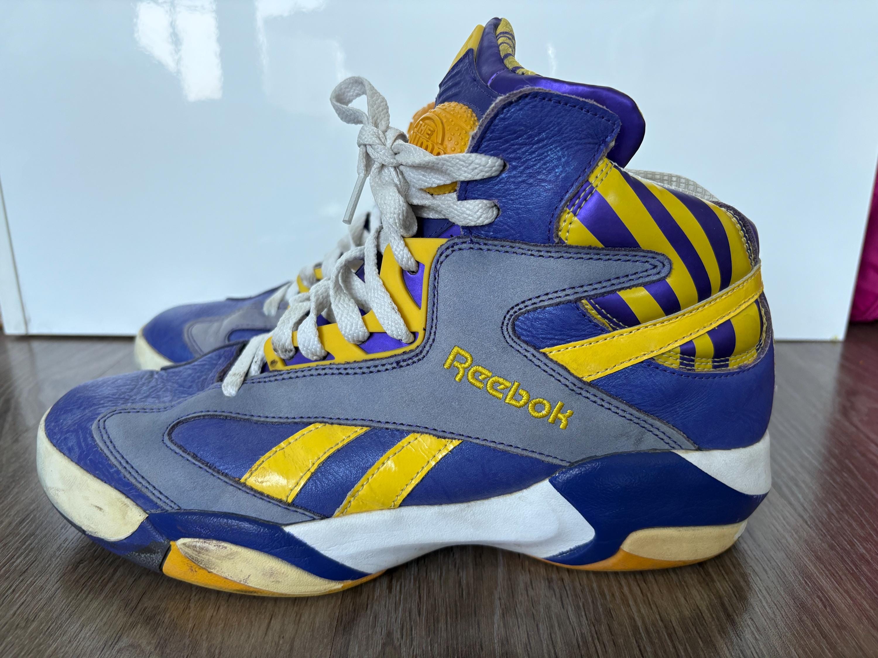 purple yellow basketball shoes