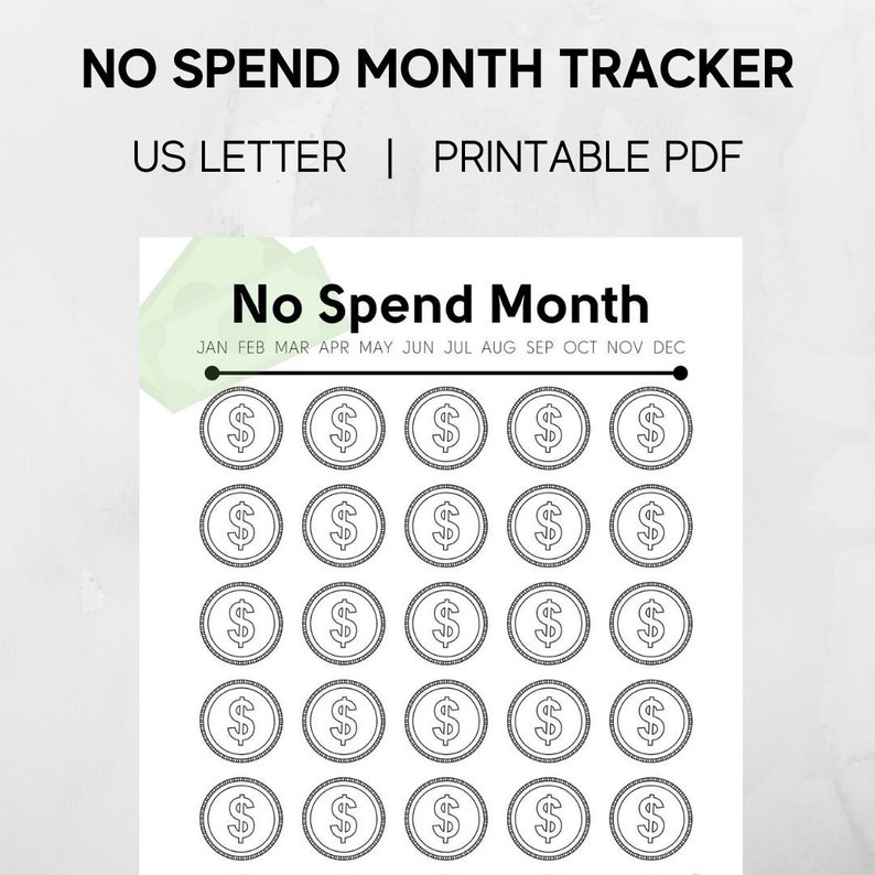 30 Day No Spend Month Challenge Letter Sized Printable Etsy