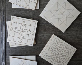 Barn Quilt Squares, Wooden Mosaics, DIY Supplies, Wooden Quilt Squares, Laser Cut Barn Quilt Squares, Barn Quilt for Color, Mosaic for Color