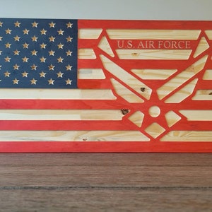 Personalized Military Flag Sign, Engraved Military Plaque,  Air Force Wooden Flag, US Military, USAF