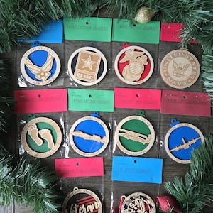 Military Ornaments, Personalized, Engraved,