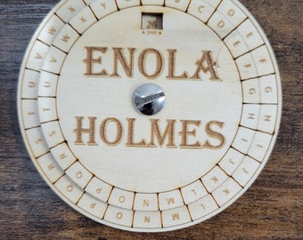 Cipher Wheel ( Decoder) - Wooden Decoder, Enola Holmes, Personalized Decoder