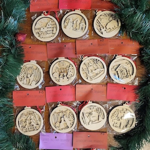 Layered Wooden Christmas Ornaments, Vintage Ornaments, Country Ornaments, Farmhouse Ornaments,  Laser Cut Ornaments
