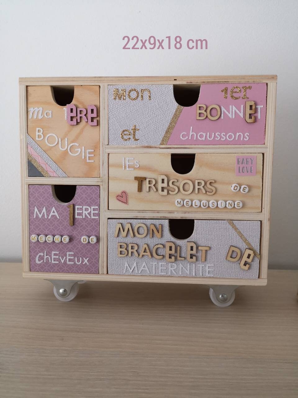 Mini Meuble de Naissance/Cadeau Boîte à Souvenirs Personnalisé | sur Commande