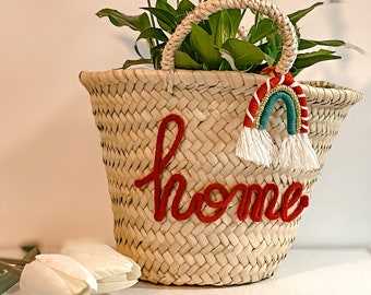 Personalized Christmas straw bag - Sicilian Coffa - Wicker - Personalized gift idea - Christmas gifts for her - Object holder