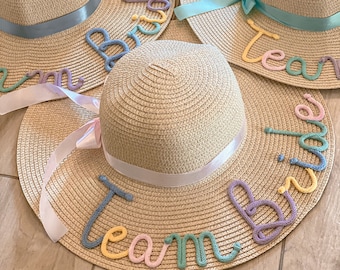 Personalized straw hats - Hen Party - Team Bride - Mix Color