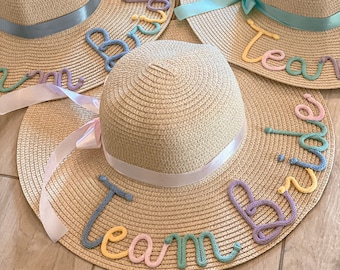 Chapeaux de paille personnalisés - Hen Party - Team Bride - Mix Color