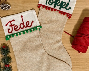 Calze di Natale personalizzate - Ricamo - Stoffa - Regali personalizzati - Christmas - Idee regalo personalizzate nome - Christmas Stockings