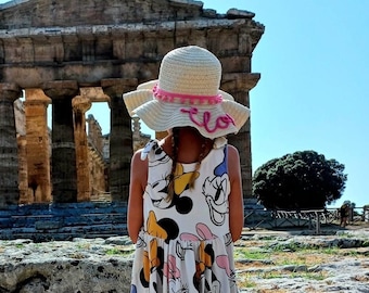 Cappelli di paglia personalizzati Bimba con nome - Cappello Spiaggia Estate Bambina